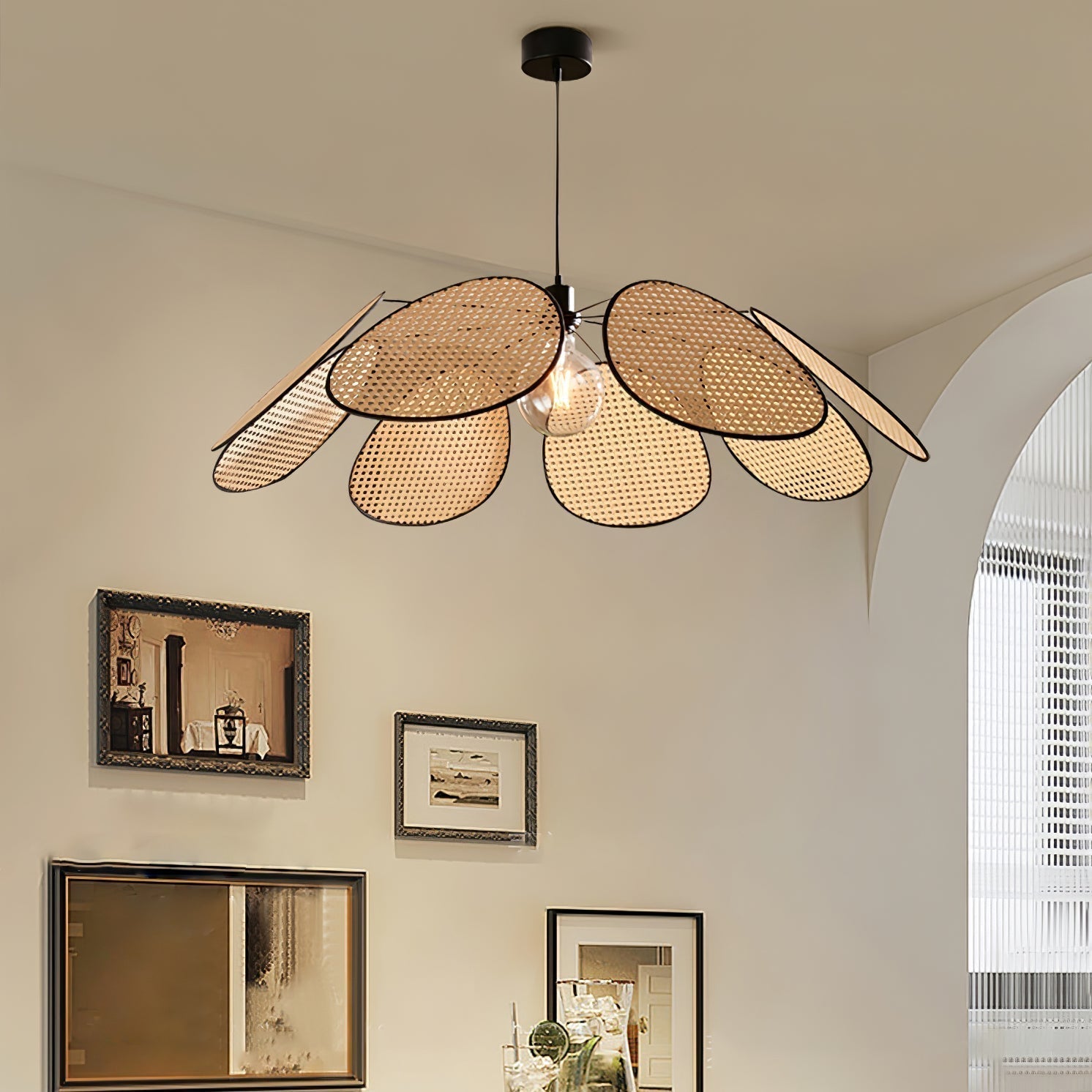 Orvara Lampe Pendante Pétale Rattan Fleur - Neutralighting