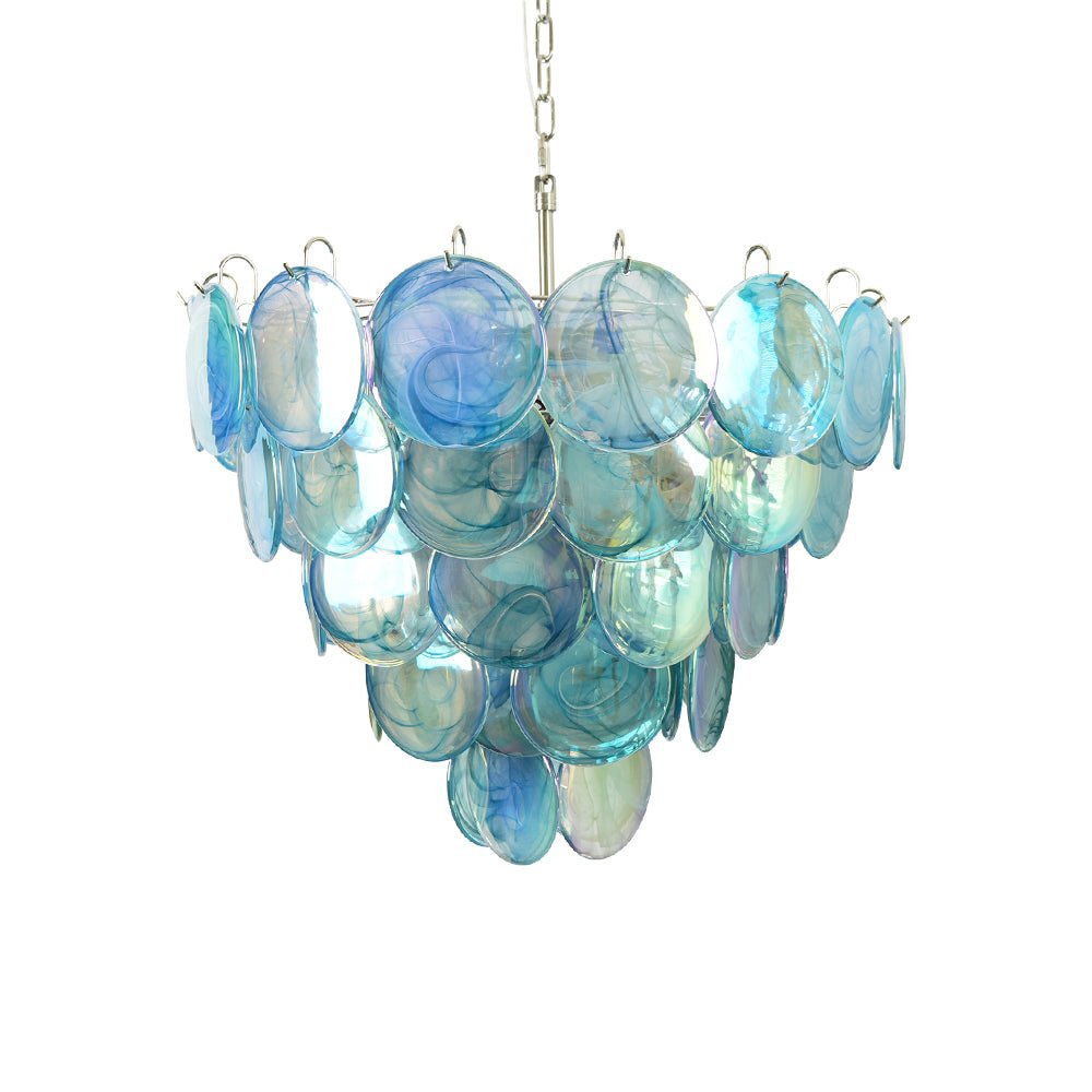 Aurora Chandelier Disque en Verre Murano Bleu Élégant - Neutralighting