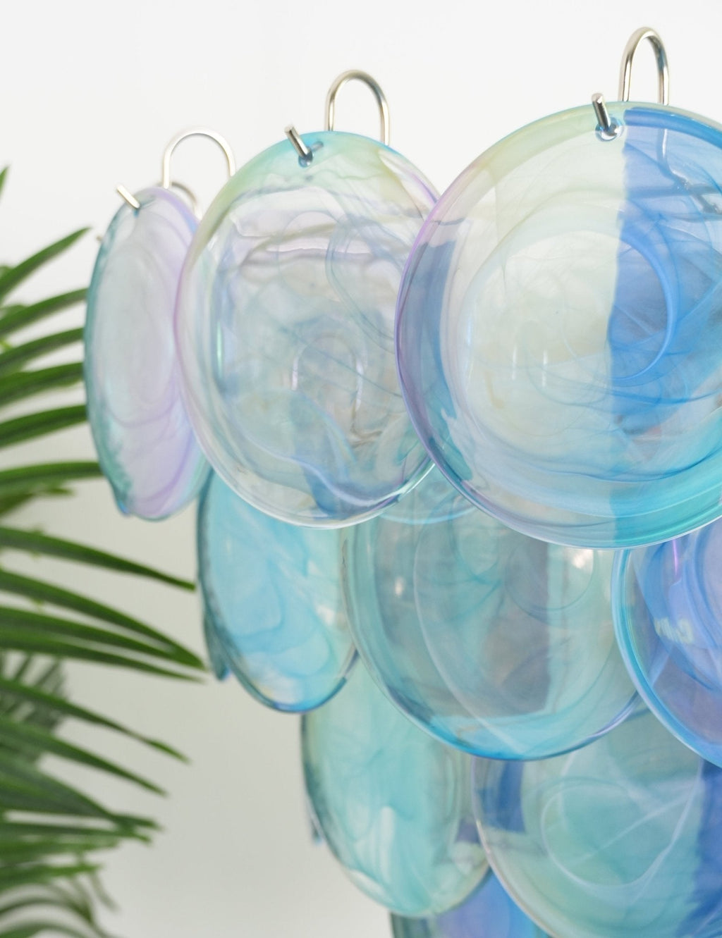 Aurora Chandelier Disque en Verre Murano Bleu Élégant - Neutralighting