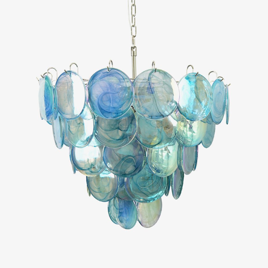 Aurora Chandelier Disque en Verre Murano Bleu Élégant - Neutralighting