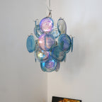 Aurora Chandelier en Verre de Murano Bleu Disque Vintage - Neutralighting