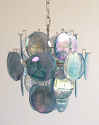 Aurora Chandelier en Verre de Murano Bleu Disque Vintage - Neutralighting