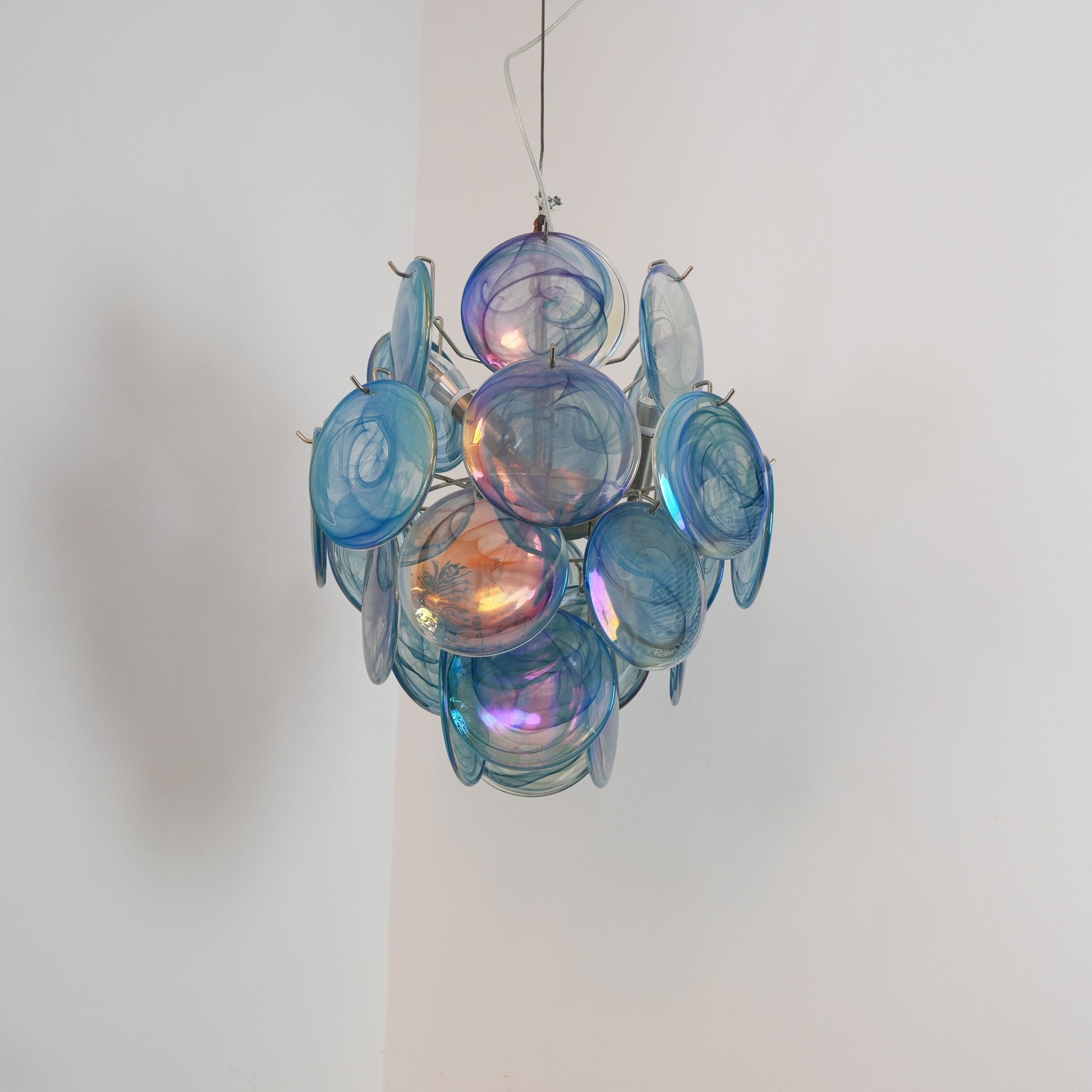 Aurora Chandelier en Verre de Murano Bleu Disque Vintage - Neutralighting