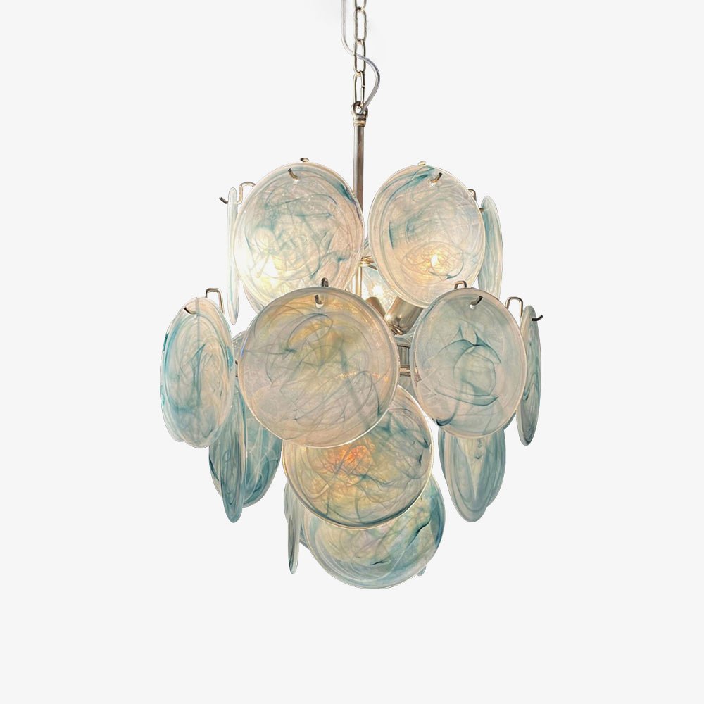 Aurora Chandelier en Verre de Murano Bleu Disque Vintage - Neutralighting