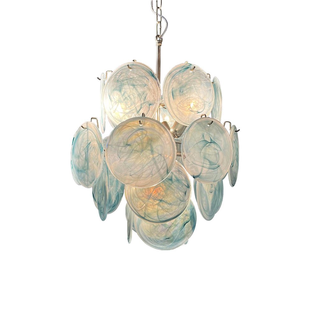 Aurora Chandelier en Verre de Murano Bleu Disque Vintage - Neutralighting