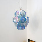 Aurora Chandelier en Verre de Murano Bleu Disque Vintage - Neutralighting