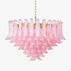 Aurora Chandelier en Verre Rose Pâle Élégant - Neutralighting