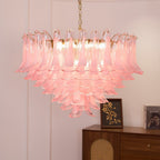 Aurora Chandelier en Verre Rose Pâle Élégant - Neutralighting