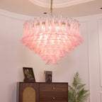 Aurora Chandelier en Verre Rose Pâle Élégant - Neutralighting