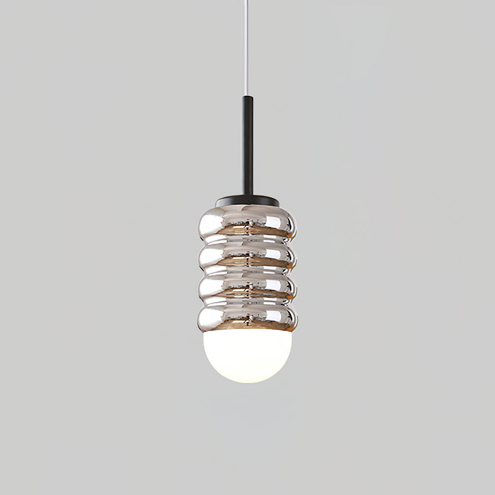 Virelli Lampe Pendante Abat-jour Céramique Striée Laiton Chaleureux Midcentury - Neutralighting
