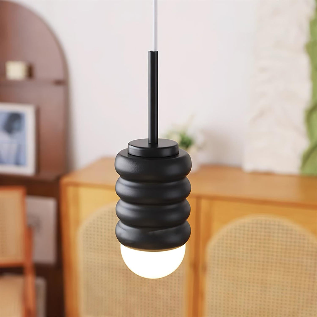 Virelli Lampe Pendante Abat-jour Céramique Striée Laiton Chaleureux Midcentury - Neutralighting