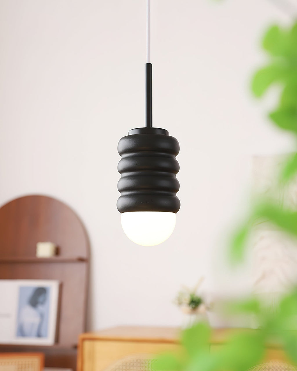 Virelli Lampe Pendante Abat-jour Céramique Striée Laiton Chaleureux Midcentury - Neutralighting