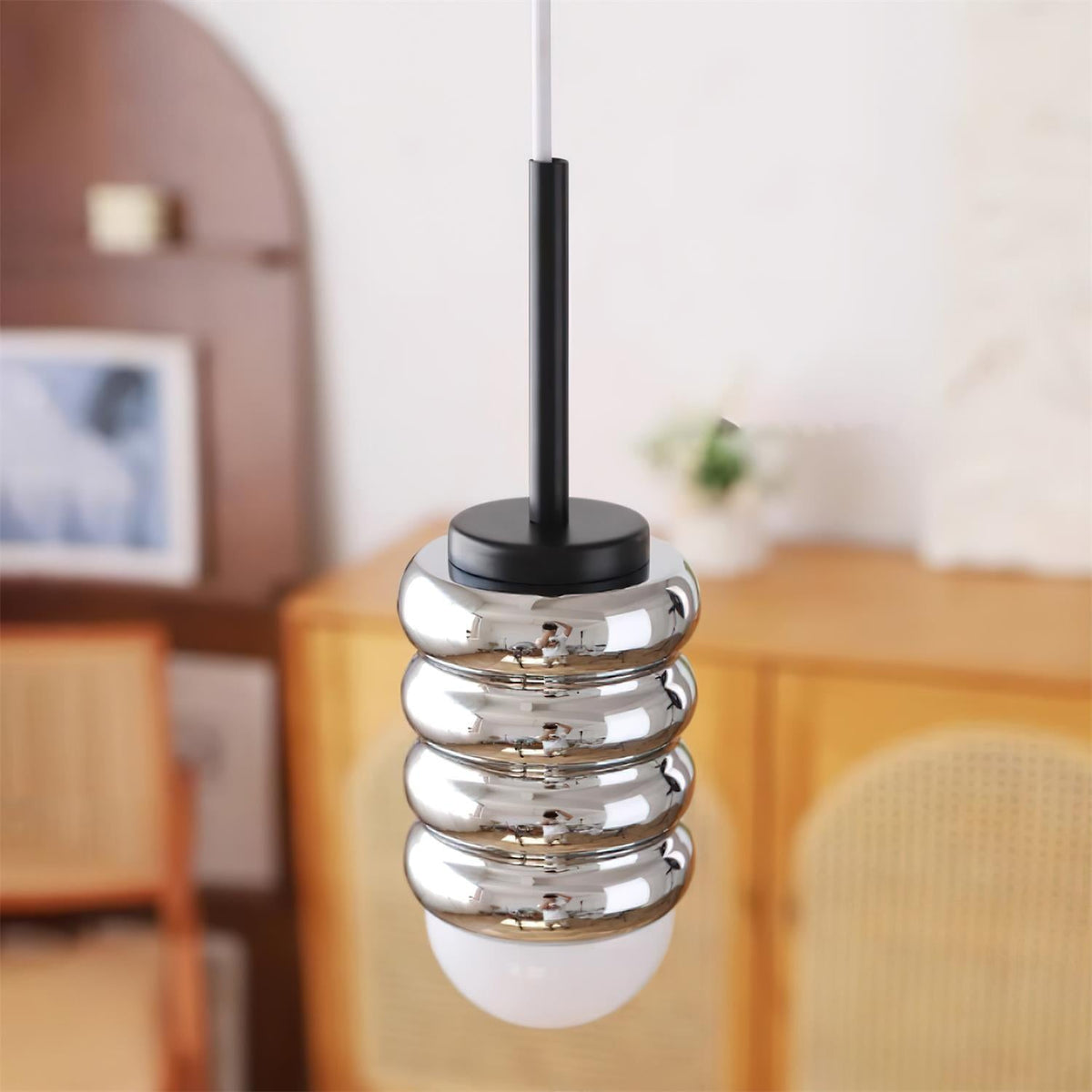 Virelli Lampe Pendante Abat-jour Céramique Striée Laiton Chaleureux Midcentury - Neutralighting
