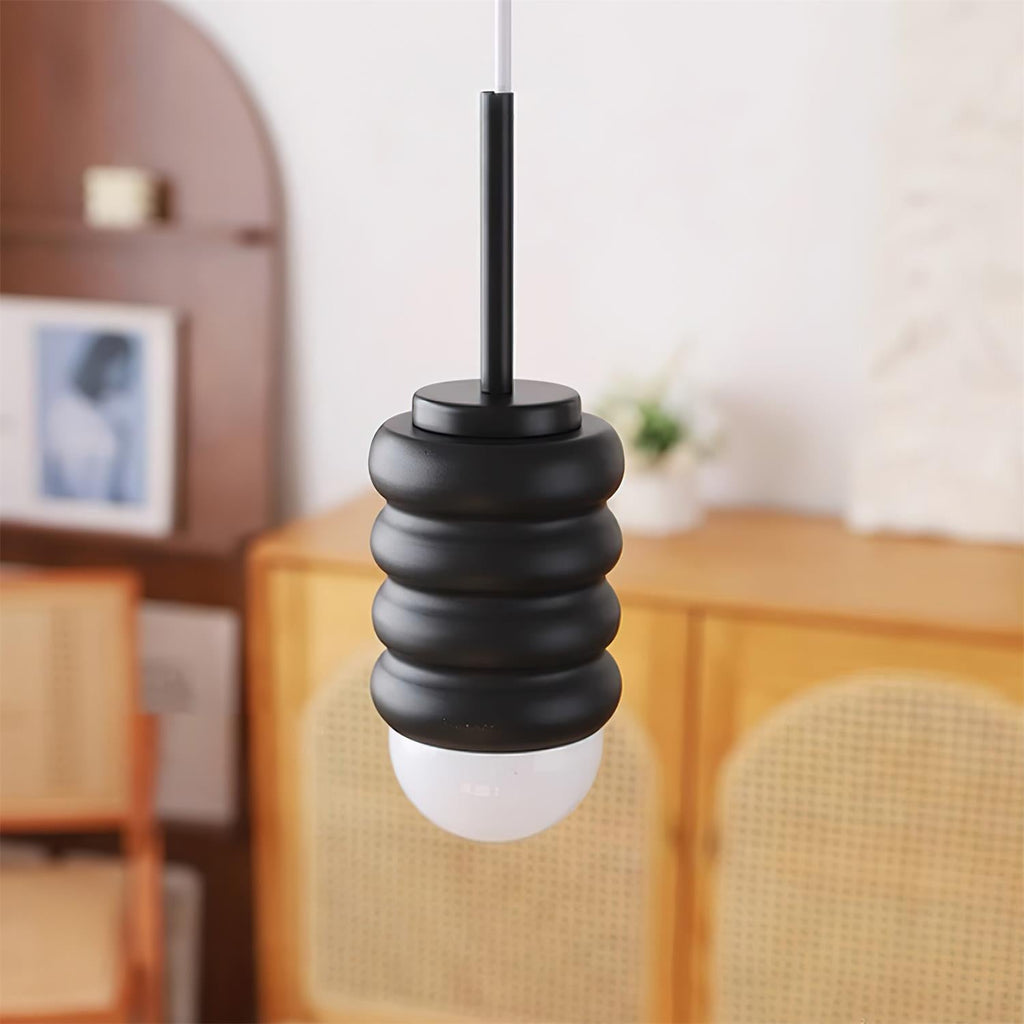 Virelli Lampe Pendante Abat-jour Céramique Striée Laiton Chaleureux Midcentury - Neutralighting