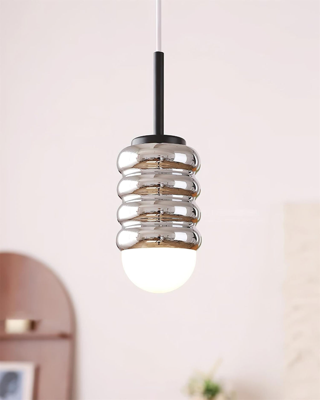 Virelli Lampe Pendante Abat-jour Céramique Striée Laiton Chaleureux Midcentury - Neutralighting