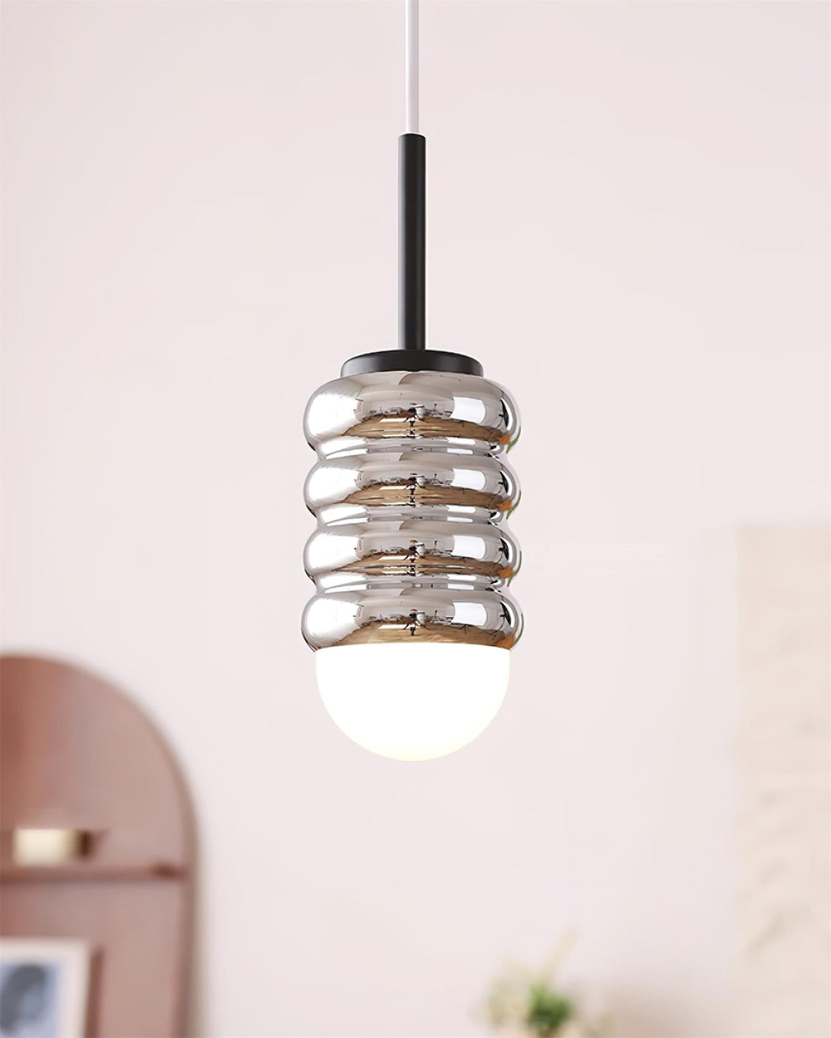 Virelli Lampe Pendante Abat-jour Céramique Striée Laiton Chaleureux Midcentury - Neutralighting