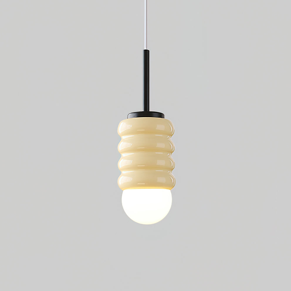 Virelli Lampe Pendante Abat-jour Céramique Striée Laiton Chaleureux Midcentury - Neutralighting