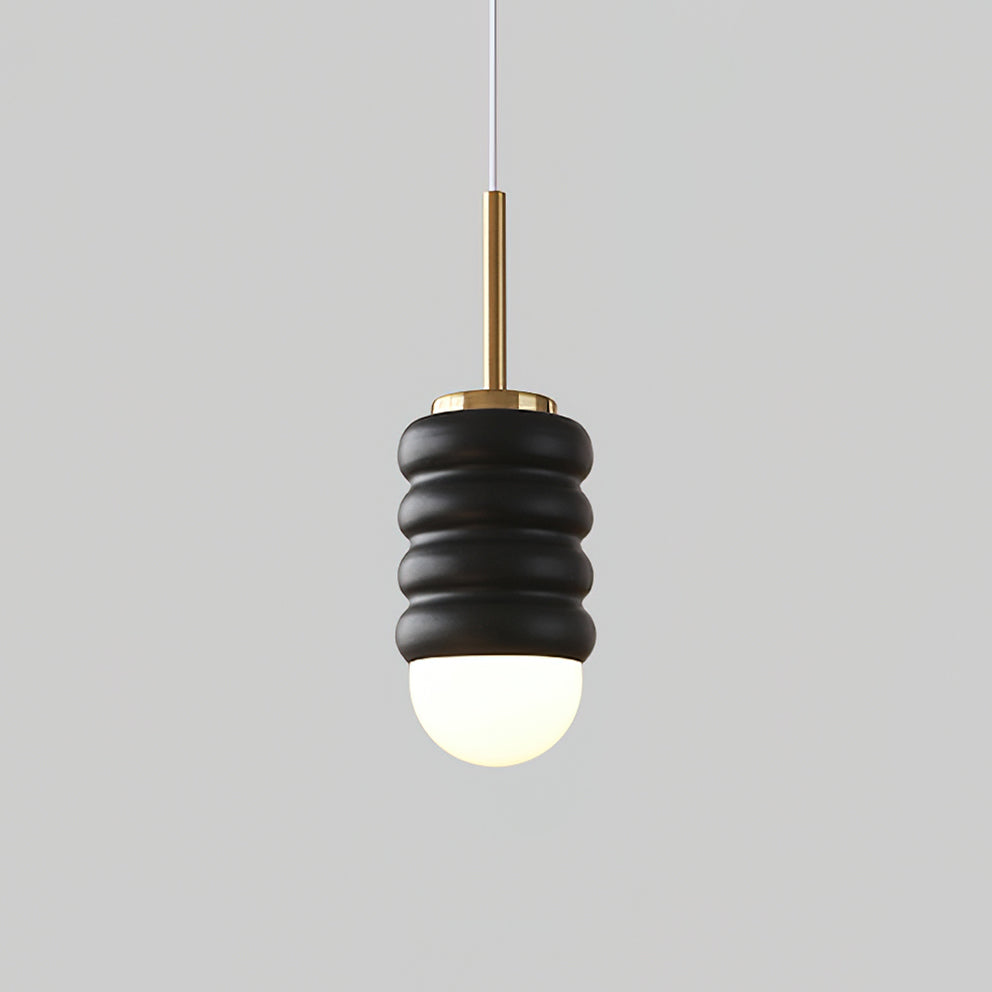 Virelli Lampe Pendante Abat-jour Céramique Striée Laiton Chaleureux Midcentury - Neutralighting