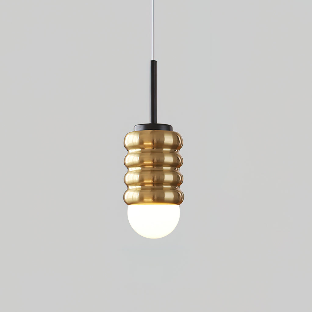 Virelli Lampe Pendante Abat-jour Céramique Striée Laiton Chaleureux Midcentury - Neutralighting