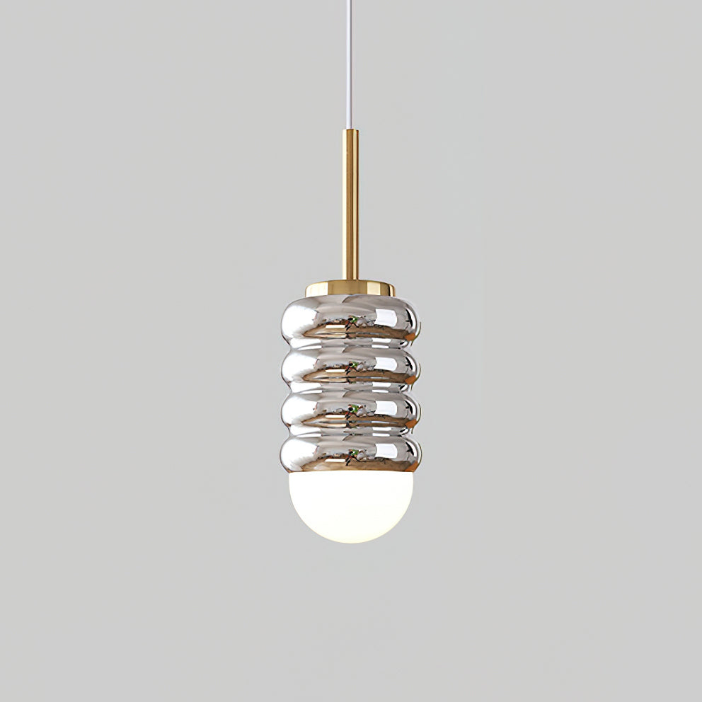 Virelli Lampe Pendante Abat-jour Céramique Striée Laiton Chaleureux Midcentury - Neutralighting