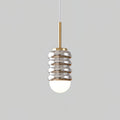 Virelli Lampe Pendante Abat-jour Céramique Striée Laiton Chaleureux Midcentury - Neutralighting