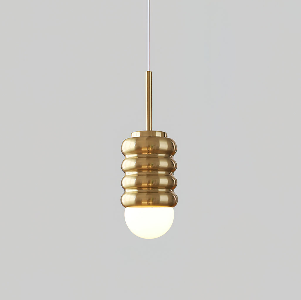 Virelli Lampe Pendante Abat-jour Céramique Striée Laiton Chaleureux Midcentury - Neutralighting