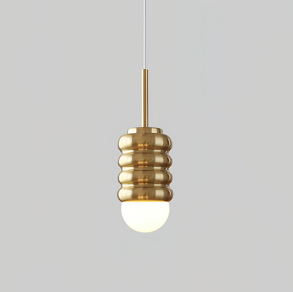 Virelli Lampe Pendante Abat-jour Céramique Striée Laiton Chaleureux Midcentury - Neutralighting