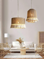 Lustra Suspension Lampe à Franges en Coton pour Salon - Neutralighting