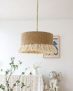 Lustra Suspension Lampe à Franges en Coton pour Salon - Neutralighting