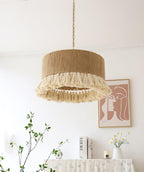 Lustra Suspension Lampe à Franges en Coton pour Salon - Neutralighting