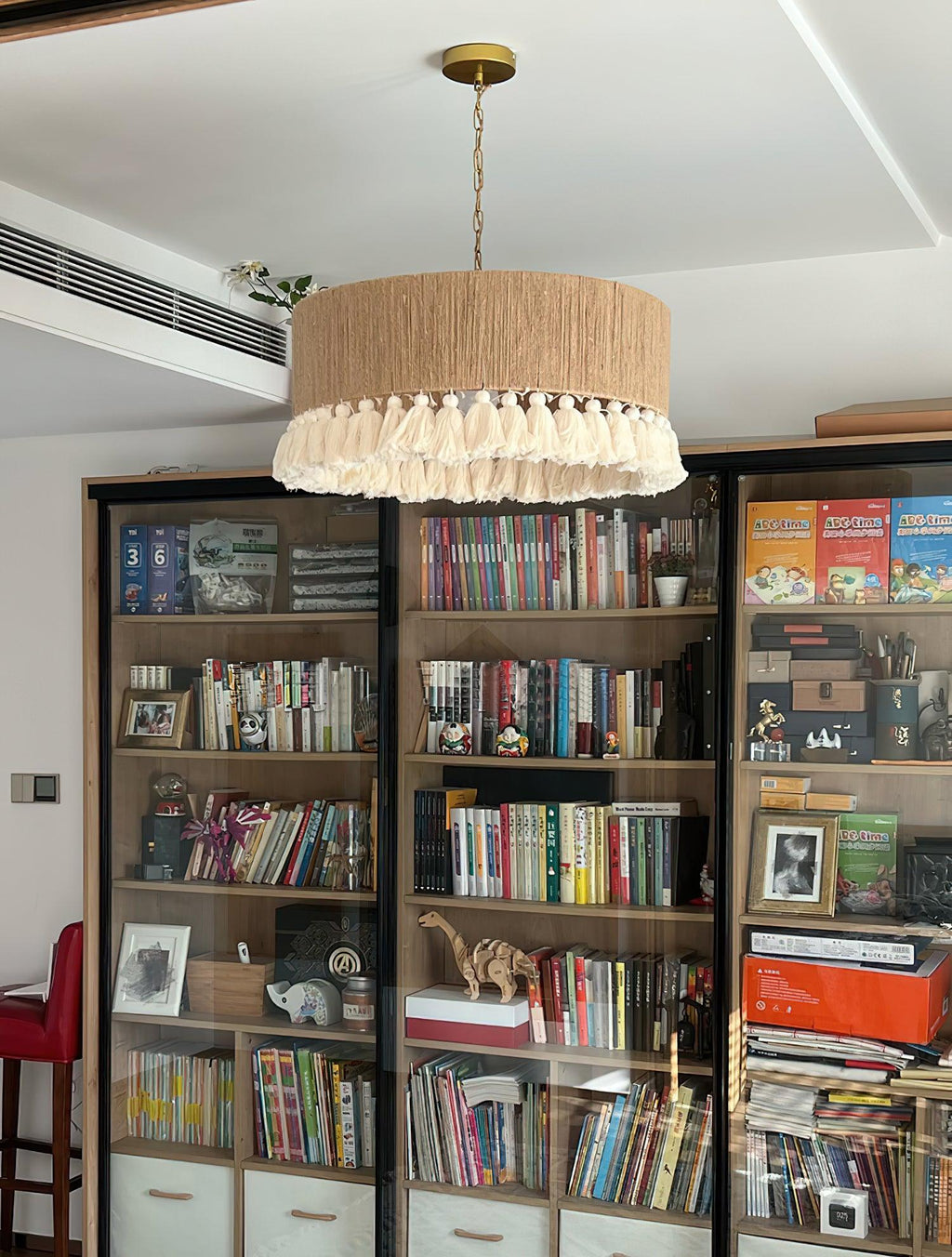 Lustra Suspension Lampe à Franges en Coton pour Salon - Neutralighting