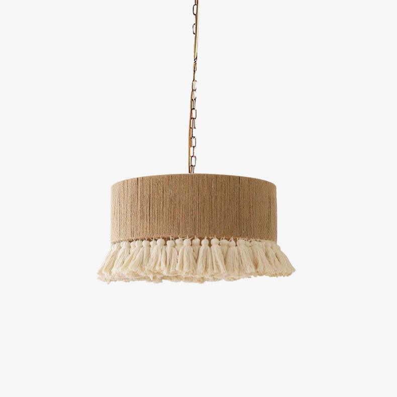Lustra Suspension Lampe à Franges en Coton pour Salon - Neutralighting