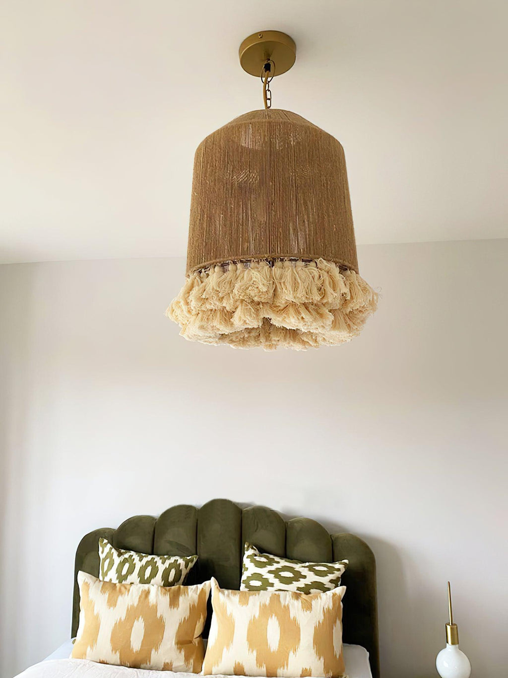 Lustra Suspension Lampe à Franges en Coton pour Salon - Neutralighting