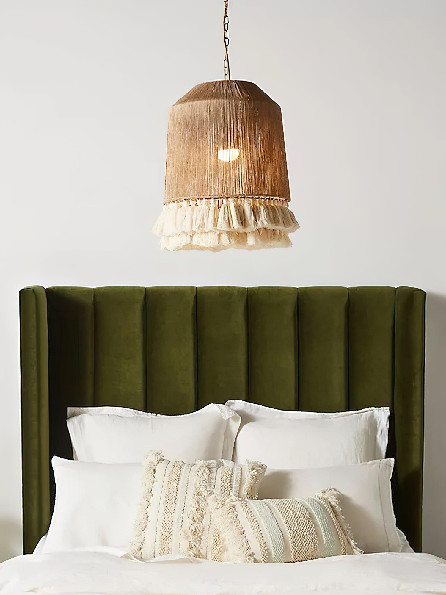 Lustra Suspension Lampe à Franges en Coton pour Salon - Neutralighting