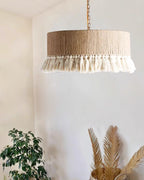 Lustra Suspension Lampe à Franges en Coton pour Salon - Neutralighting