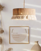 Lustra Suspension Lampe à Franges en Coton pour Salon - Neutralighting
