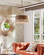 Lustra Suspension Lampe à Franges en Coton pour Salon - Neutralighting