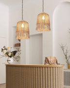 Lustra Suspension Lampe à Franges en Coton pour Salon - Neutralighting
