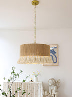 Lustra Suspension Lampe à Franges en Coton pour Salon - Neutralighting