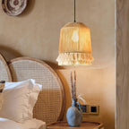 Lustra Suspension Lampe à Franges en Coton pour Salon - Neutralighting