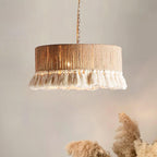 Lustra Suspension Lampe à Franges en Coton pour Salon - Neutralighting