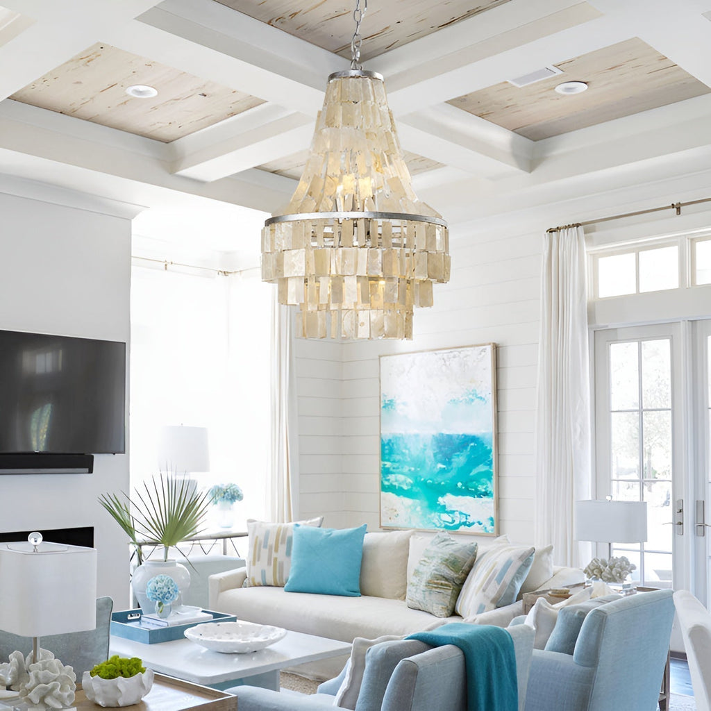 Aurora Chandelier Boho Shell Tiered - Neutralighting