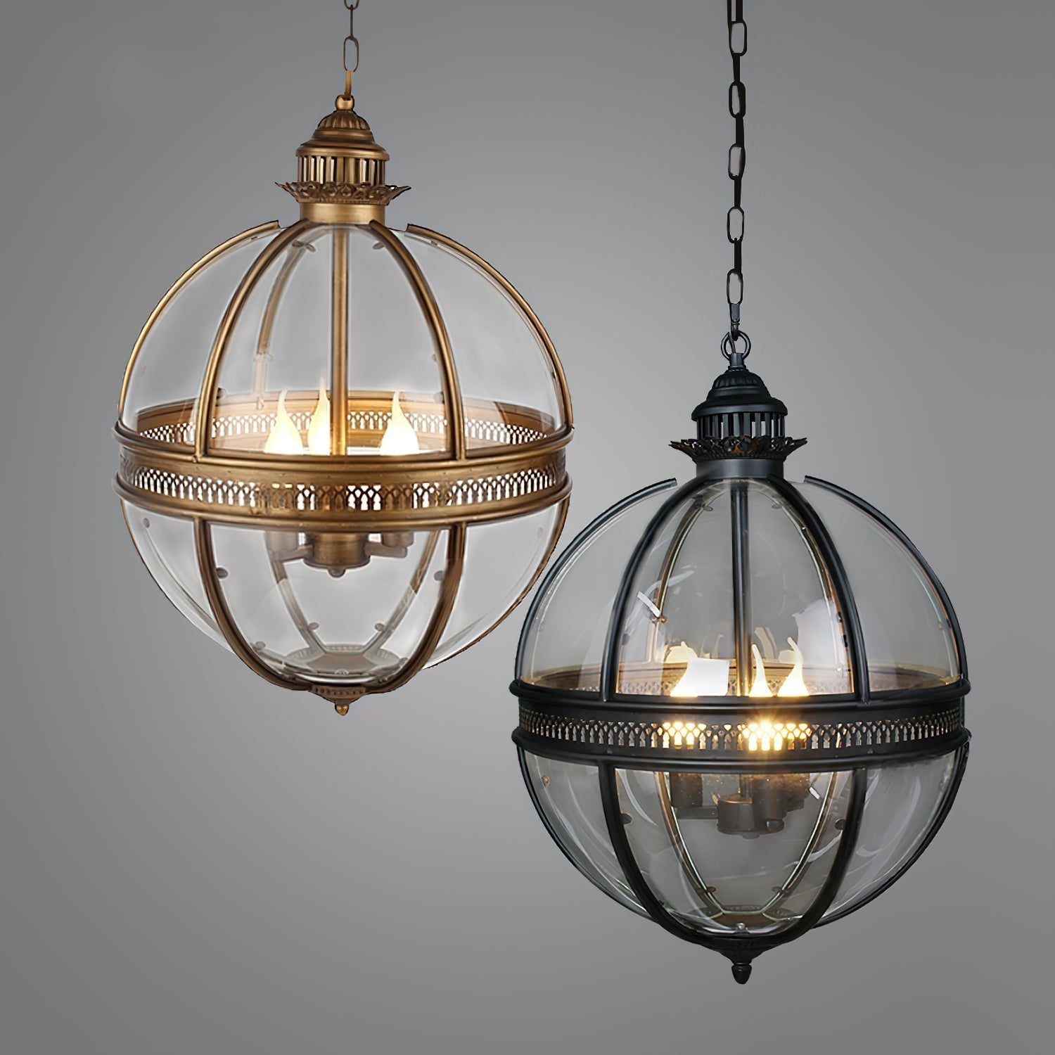 Svelte Ancien Industriel Métal Verre Suspension - Neutralighting
