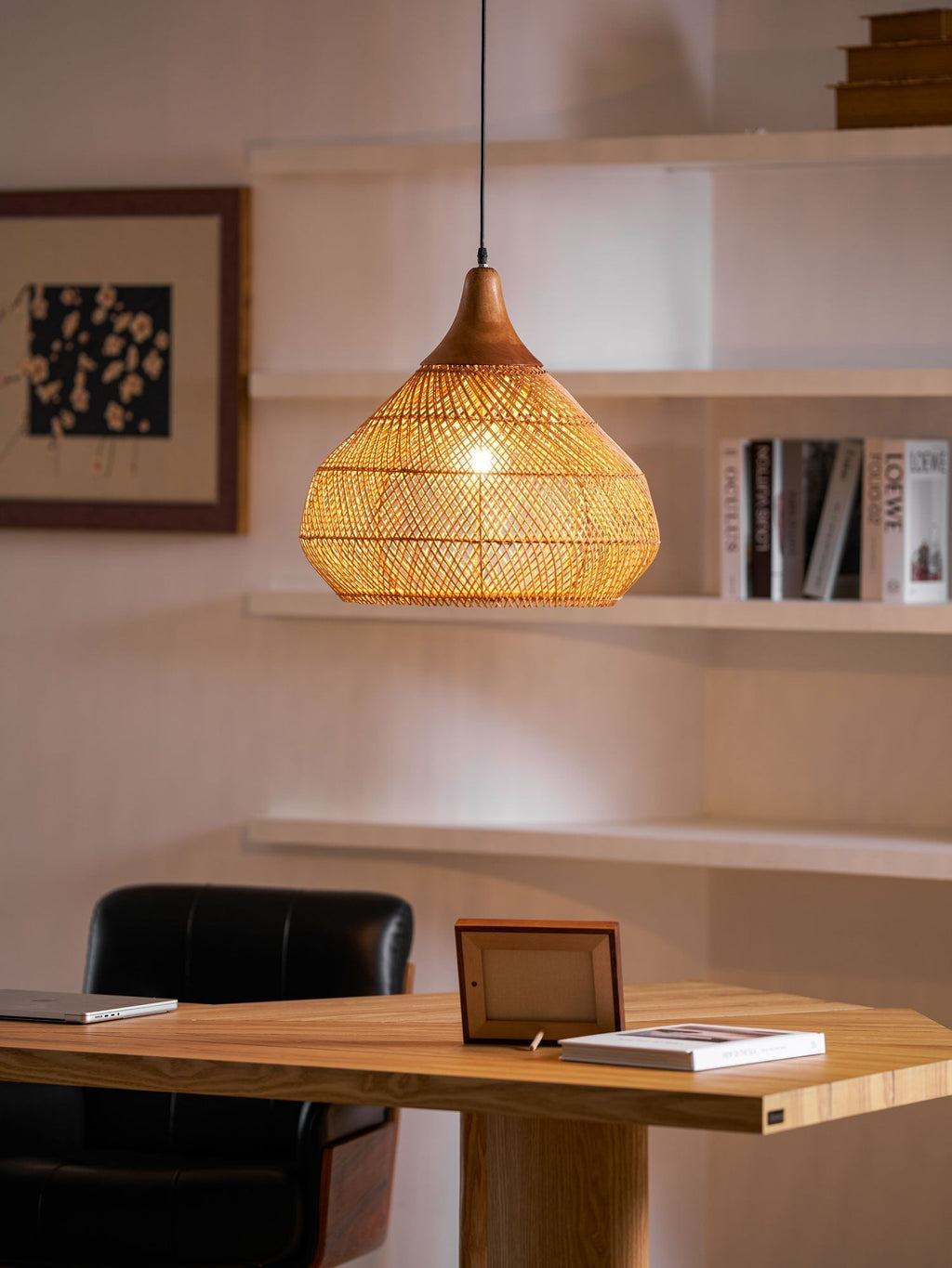 Solavn Lampe suspendue en bois de rotin - Neutralighting