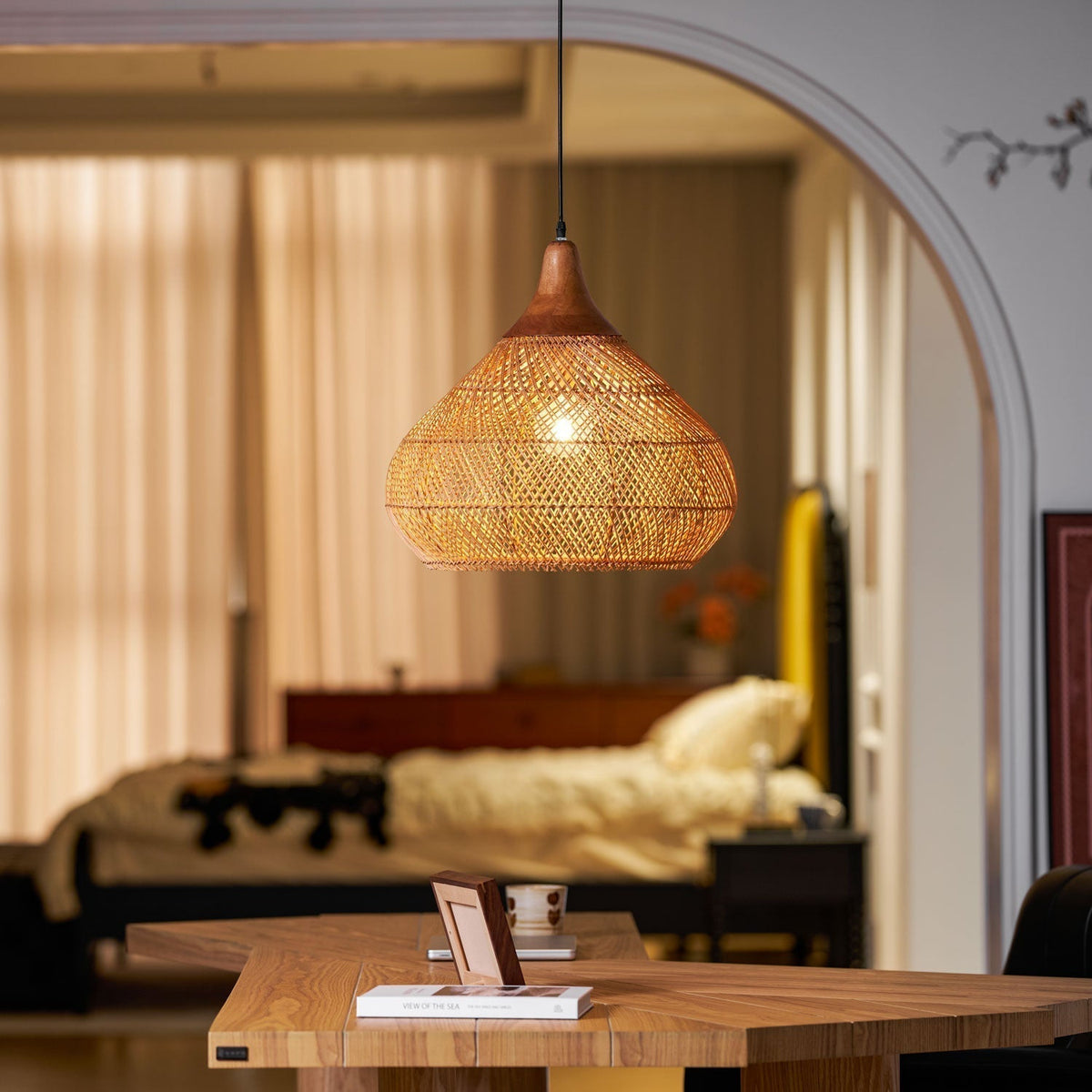 Solavn Lampe suspendue en bois de rotin - Neutralighting