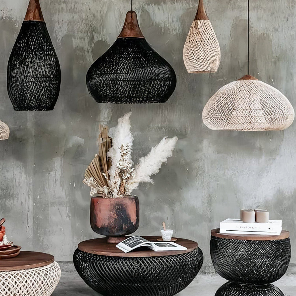 Evelyn Suspension en Rotin Tressé pour Salon - Neutralighting