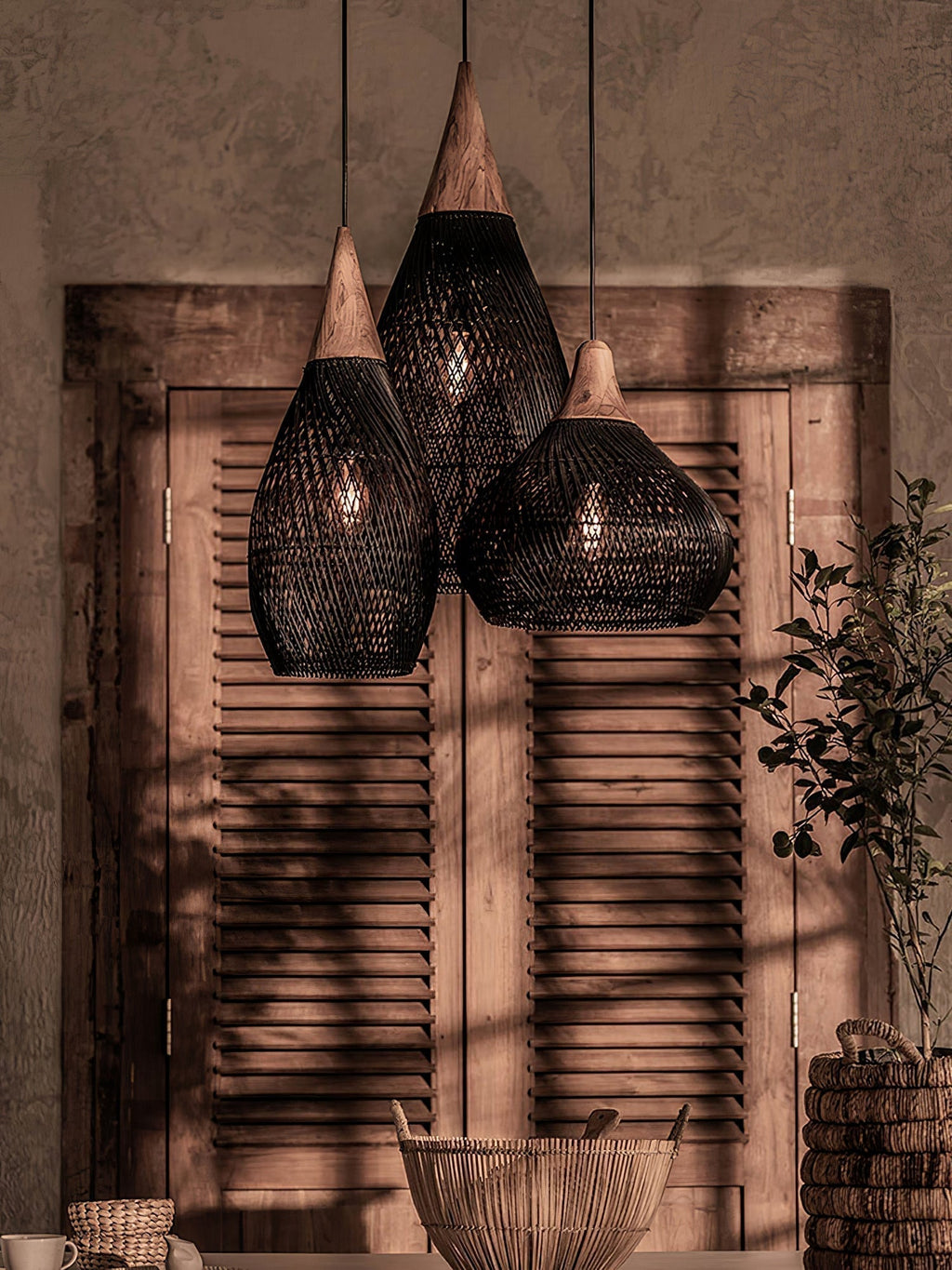 Solavn Lampe suspendue en bois de rotin - Neutralighting