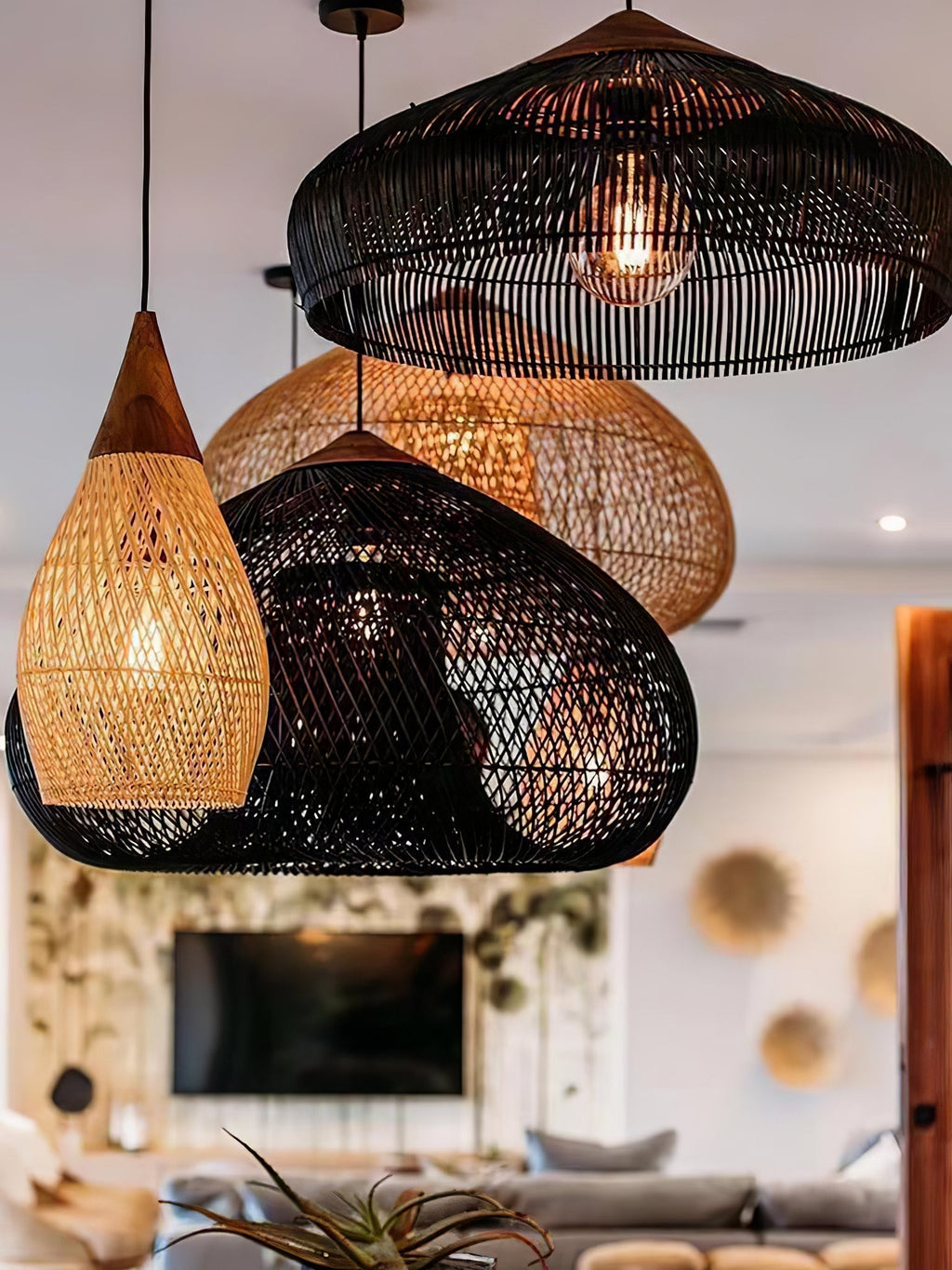 Solavn Lampe suspendue en bois de rotin - Neutralighting