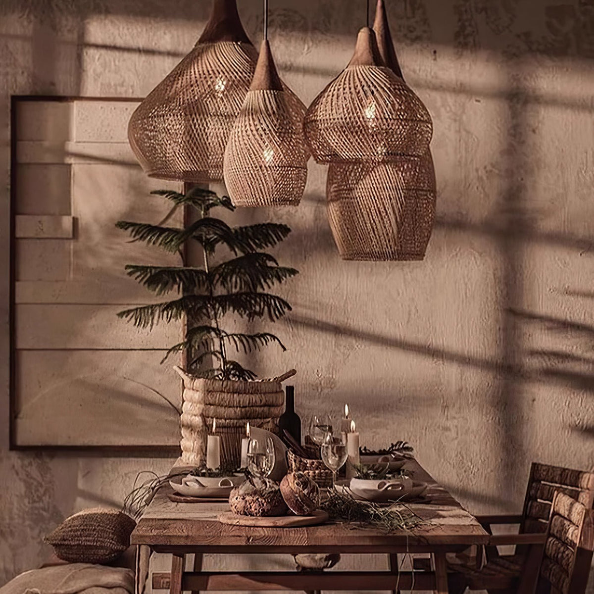 Solavn Lampe suspendue en bois de rotin - Neutralighting