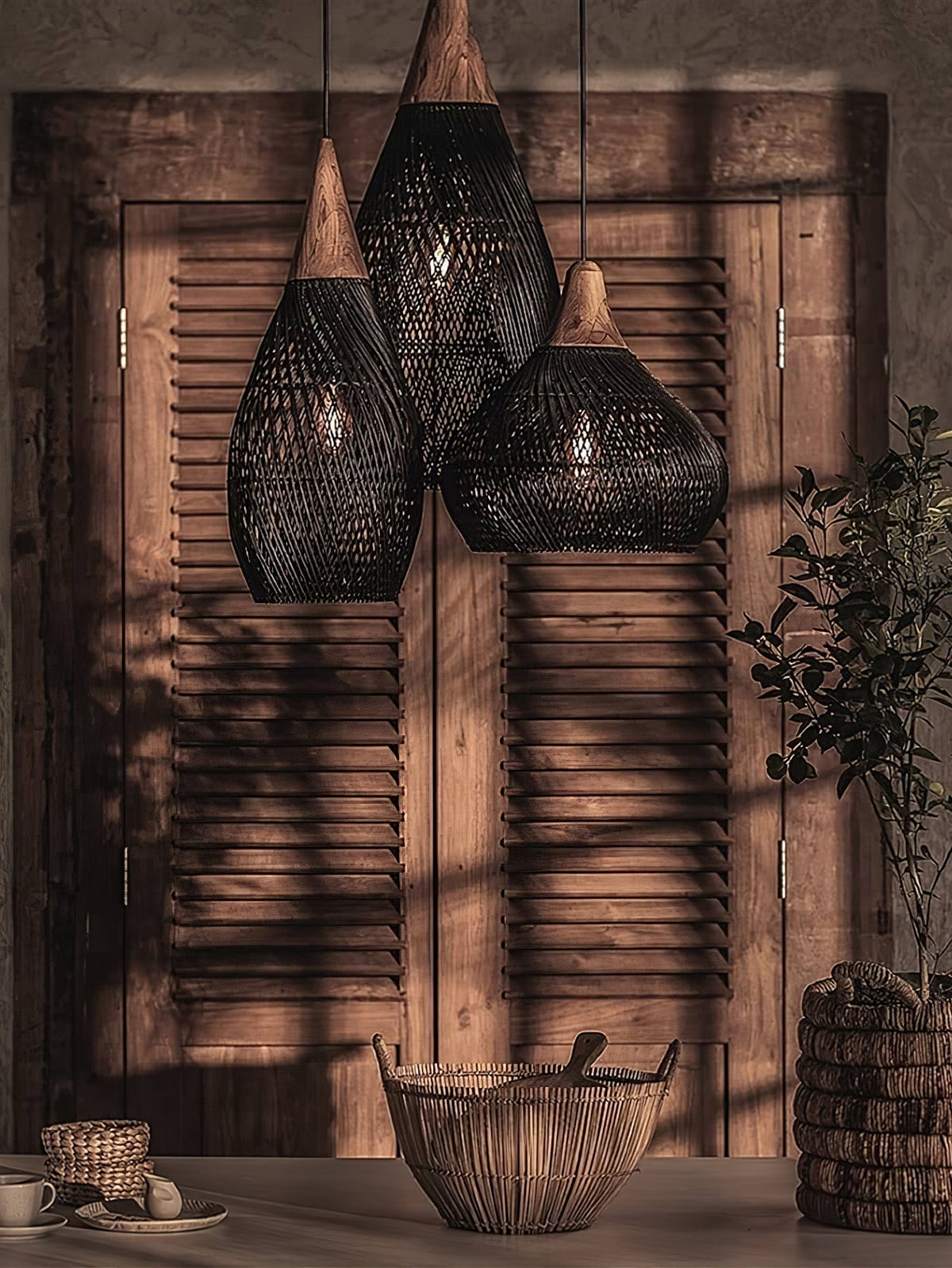 Solavn Lampe suspendue en bois de rotin - Neutralighting